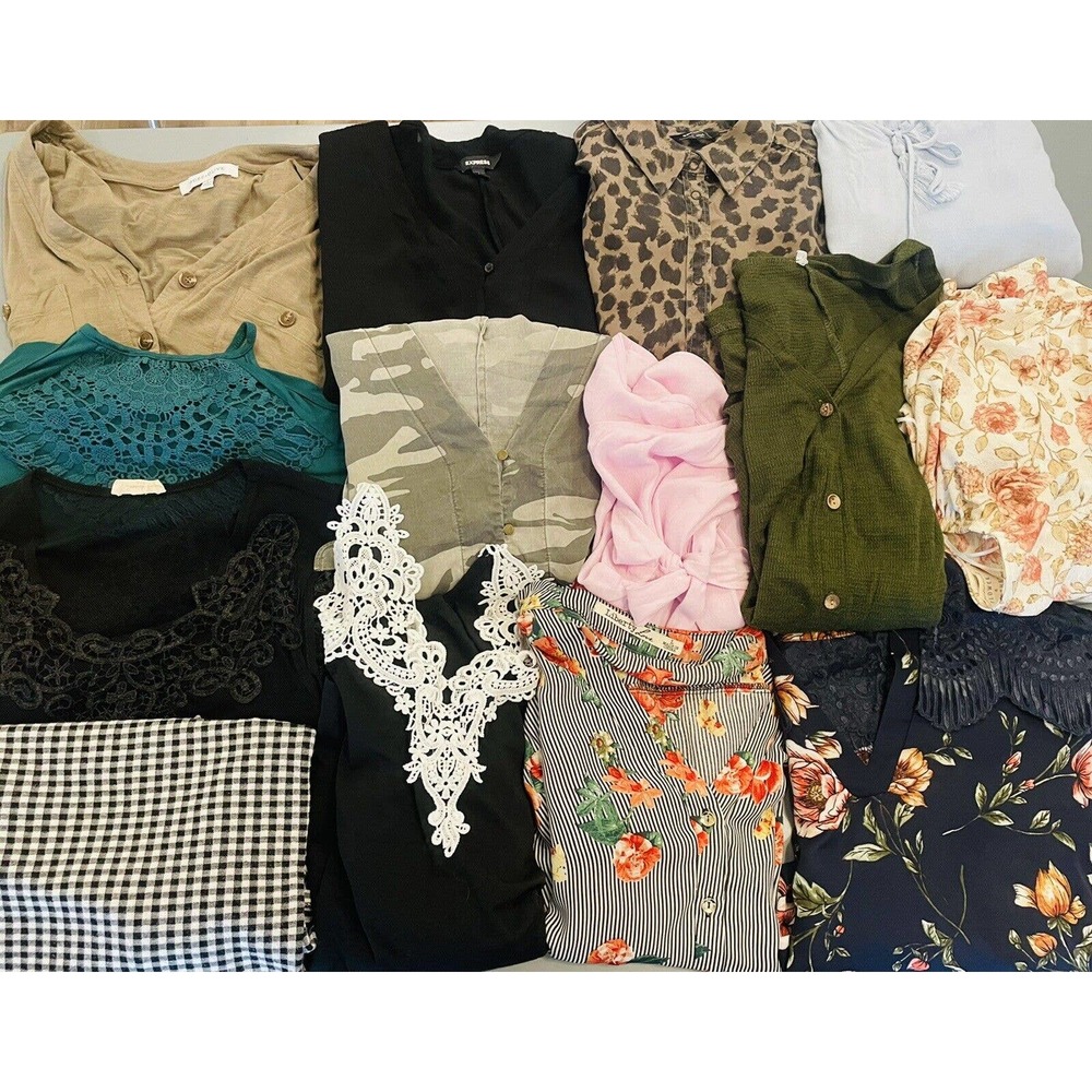Lot of 15 Women's Blouses~Various Sizes and Brands. Including Express New